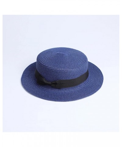 Parent-Child Sun Flat Straw Hat Boater Hat Girls Bow Summer Hats for Women Kid and Beach Flat Straw Hat 11 $15.94 Sun Hats