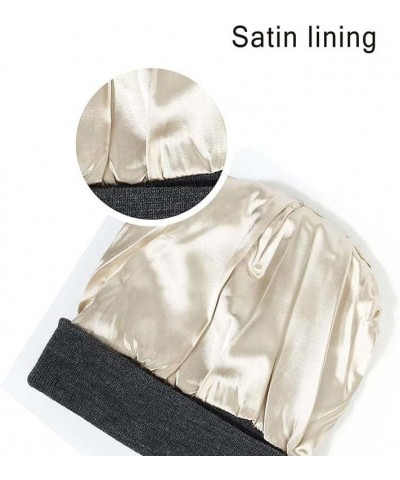 No Static No Frizz No Tangle Hat,Satin Lined Hats,Snowboarding Beanie,Women Men Winter Knitting Cap Khaki $8.79 Skullies & Be...