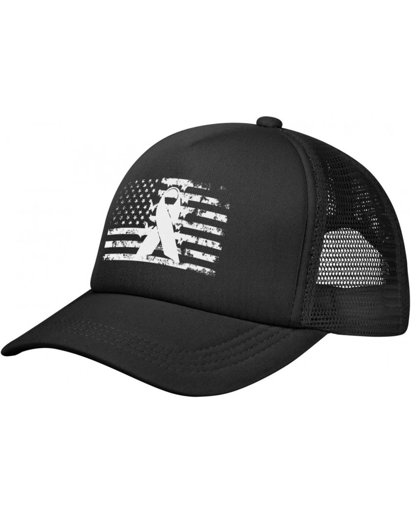 White Ribbon Multiple Hereditary Exostoses Awareness Baseball Cap Adjustable Casual Mesh Hats Duck Tongue Hat for Men Women29...