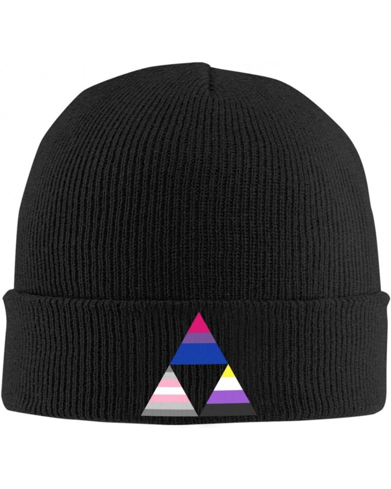 Bisexual Demigirl Nonbinary Triangle Pride Flag Cozy Winter Essential: Hand-Knitted Hat Ultimate Warmth Black $11.51 Skullies...