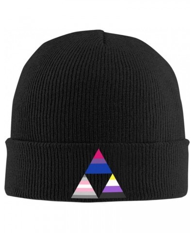 Bisexual Demigirl Nonbinary Triangle Pride Flag Cozy Winter Essential: Hand-Knitted Hat Ultimate Warmth Black $11.51 Skullies...