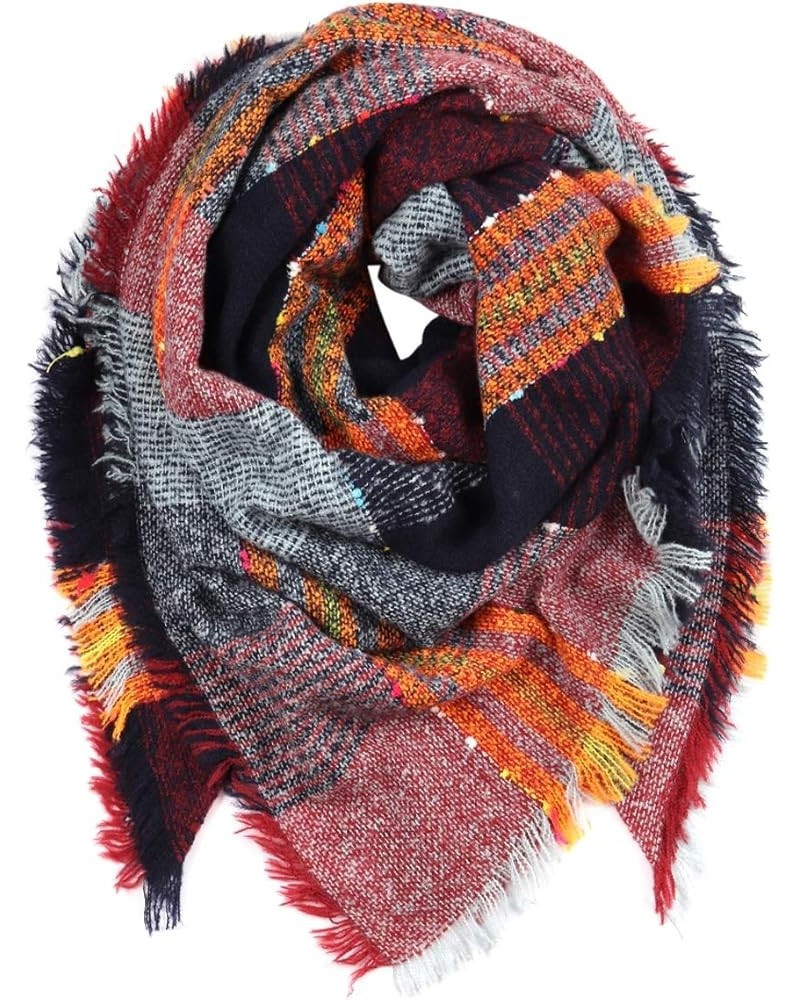 Women's Shawl Wrap Warm Scarf - Cozy Oblong/Plaid Blanket/Stripe Light Circle Infinity Blanket - Tartan Red/Navy/Orange $8.95...