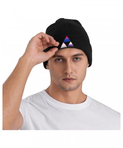 Bisexual Demigirl Nonbinary Triangle Pride Flag Cozy Winter Essential: Hand-Knitted Hat Ultimate Warmth Black $11.51 Skullies...