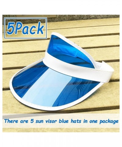 5 Pack Sun Visor Hats Women Clear Colorful Party Outdoor Sports Beach Golf Cap Clear,blue $17.55 Sun Hats