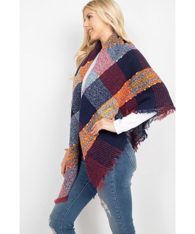 Women's Shawl Wrap Warm Scarf - Cozy Oblong/Plaid Blanket/Stripe Light Circle Infinity Blanket - Tartan Red/Navy/Orange $8.95...