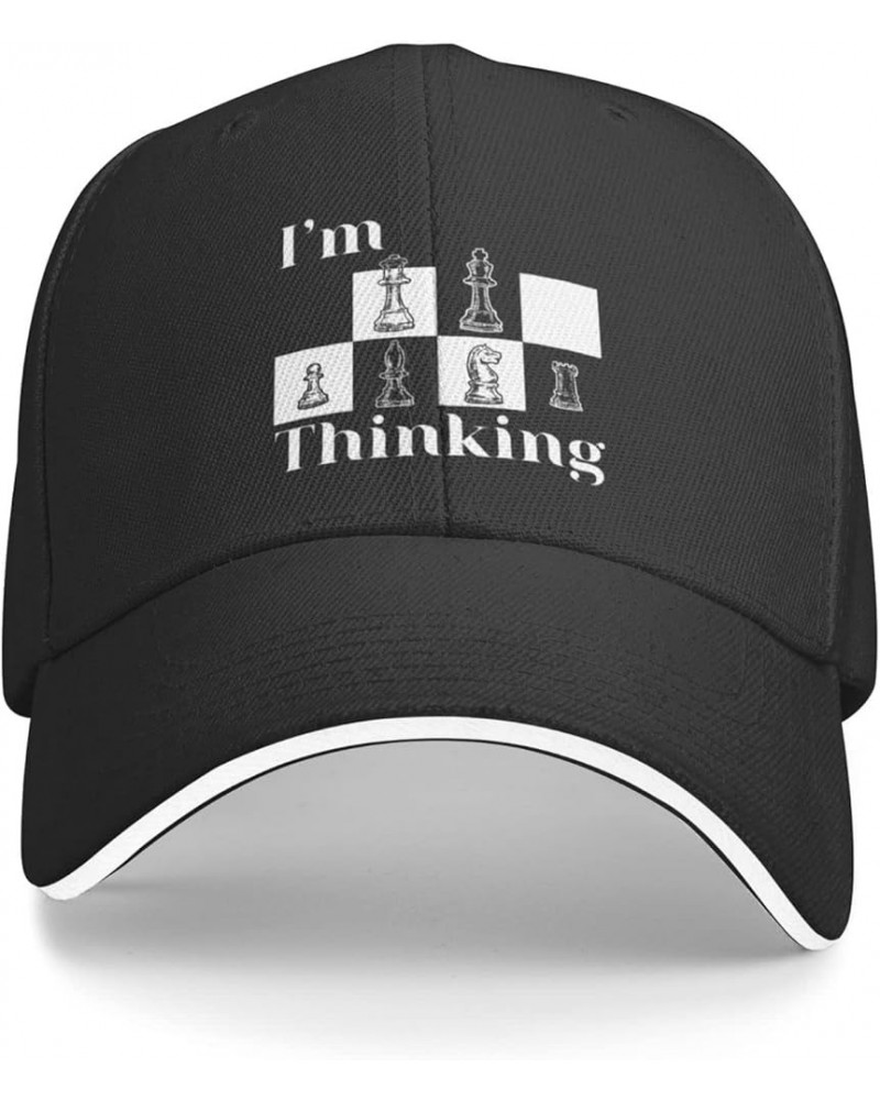 Chess Player I'm Thinking Strategy Board Game Gifts Baseball Cap Trucker Hats for Dad Women Cotton Summer Hats Blac Black $11...