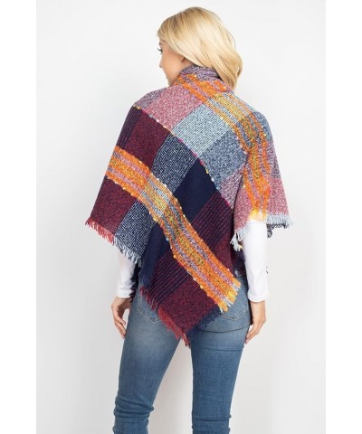 Women's Shawl Wrap Warm Scarf - Cozy Oblong/Plaid Blanket/Stripe Light Circle Infinity Blanket - Tartan Red/Navy/Orange $8.95...