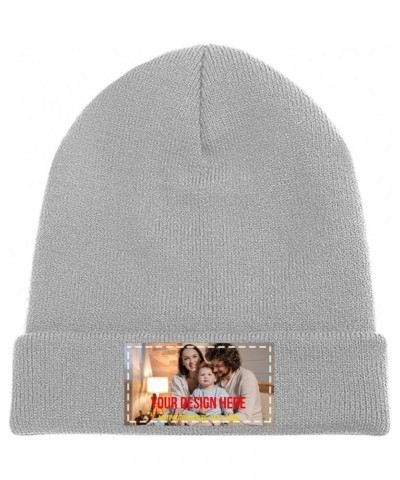 Custom Photo Text Beanie Hat for Women Men Personalized Picture Knit Cap Hat Customized Skully Cap Hiking Outdoor Gifts Light...