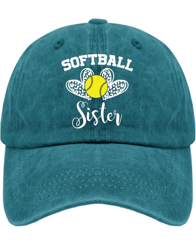 Softball Sister Hats Anime Hat Pigment Black Mens Golf Hat Gifts for Boyfriends Cycling Hat Cyan Blue $10.00 Sun Hats