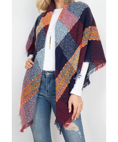 Women's Shawl Wrap Warm Scarf - Cozy Oblong/Plaid Blanket/Stripe Light Circle Infinity Blanket - Tartan Red/Navy/Orange $8.95...