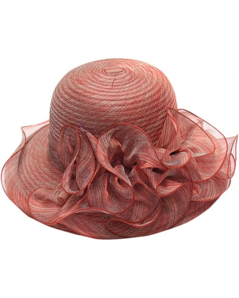 Women's Church Fascinator Bridal Tea Party Wedding Hat Mens Running Hats F-red $8.81 Sun Hats