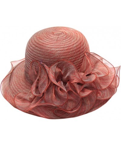 Women's Church Fascinator Bridal Tea Party Wedding Hat Mens Running Hats F-red $8.81 Sun Hats