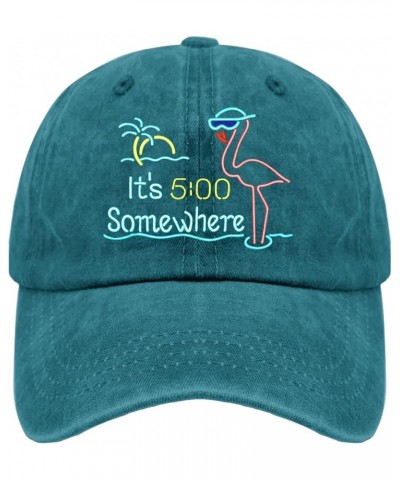 It's 5 O'clock Somewhere Golf Hat Happy Dad Hat Pigment Black Womens Hat Gifts for Grandpa Baseball Cap Cyan Blue $10.25 Sun ...