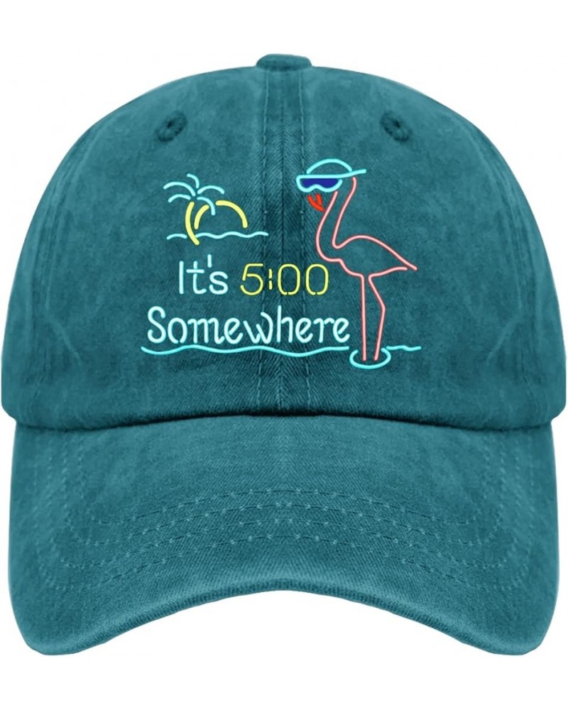 It's 5 O'clock Somewhere Golf Hat Happy Dad Hat Pigment Black Womens Hat Gifts for Grandpa Baseball Cap Cyan Blue $10.25 Sun ...