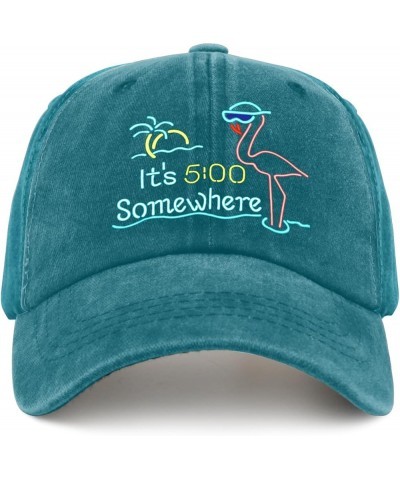 It's 5 O'clock Somewhere Golf Hat Happy Dad Hat Pigment Black Womens Hat Gifts for Grandpa Baseball Cap Cyan Blue $10.25 Sun ...