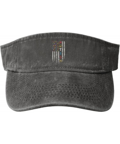 Autism Awareness America Flag Visor Cap Adjustable Sport Empty Top Baseball Sun Cap Black—23 Deep Heather $8.66 Visors