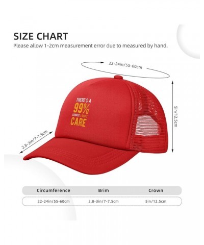 99% Chance I Don't Care Hat Adult Mesh Baseball Cap Trucker Sun Visor Outdoor Sports Cap for Men Women Red $11.04 Baseball Caps