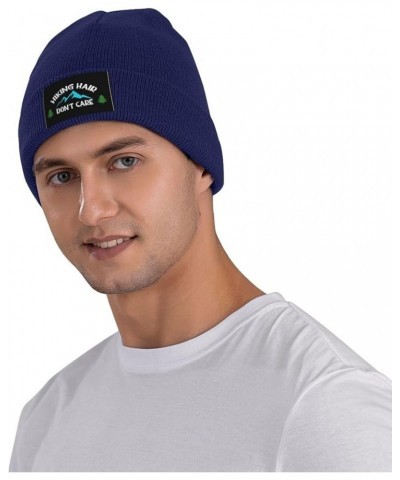 Hiking Hair Don't Care Beanie for Men,Slouchy Knit Skull Cap Warm Winter Hat Cuffed Plain Hat Navy Blue $10.49 Skullies & Bea...