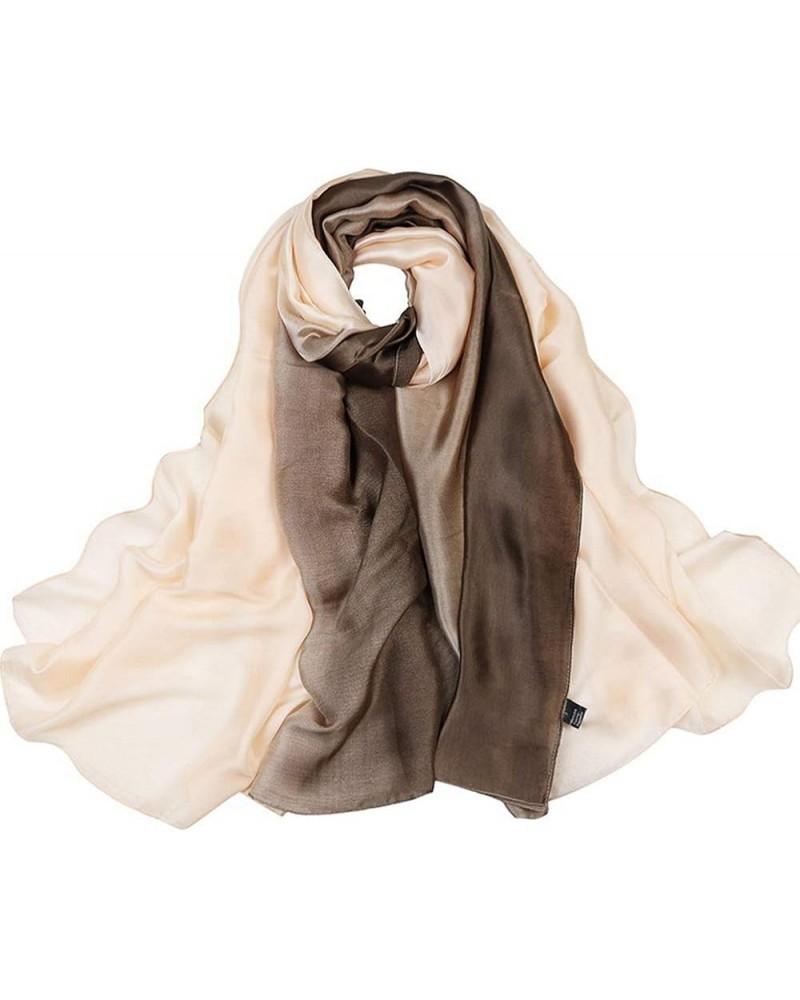 Women Satin Silk Ombre Scarf Summer Beach Scarves Neck Shawl Travel Wraps Coffee $9.93 Scarves