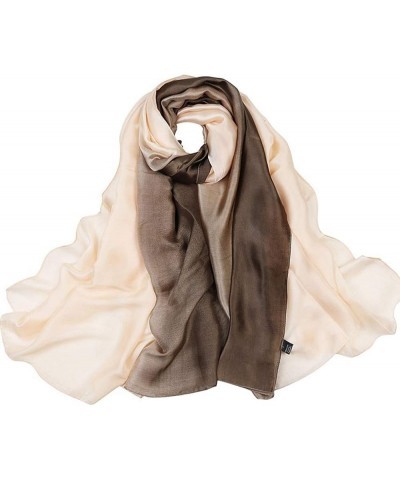 Women Satin Silk Ombre Scarf Summer Beach Scarves Neck Shawl Travel Wraps Coffee $9.93 Scarves