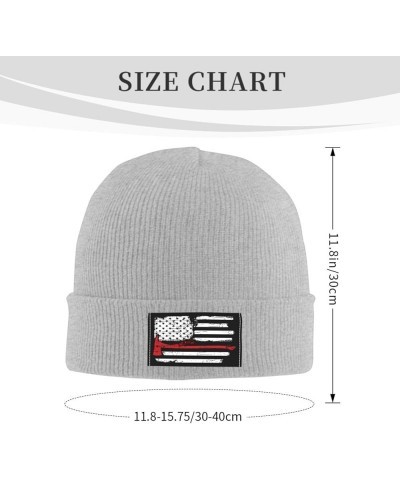 American Flag Firefighter Knit Hat Adult Beanie Hat Outdoor Warm Autumn Winter Knitted Hat Basis Skull Cap Gray $9.27 Skullie...