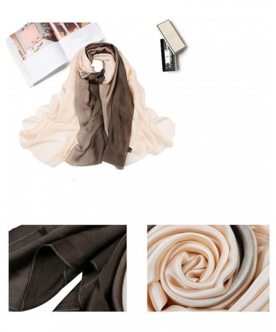 Women Satin Silk Ombre Scarf Summer Beach Scarves Neck Shawl Travel Wraps Coffee $9.93 Scarves