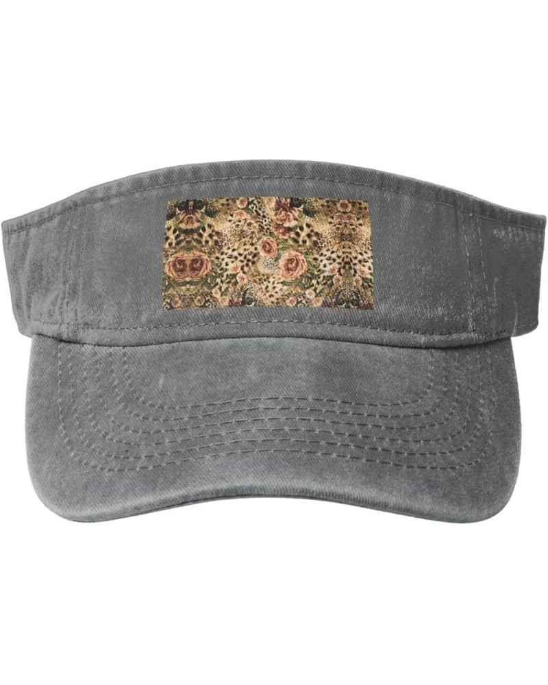 Striped Leopard Sun Visor Hats,Open Top Hat for Women and Men,Fishing-Hats,Adult Sunscreen Visor Cap Gray $9.96 Visors