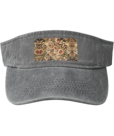 Striped Leopard Sun Visor Hats,Open Top Hat for Women and Men,Fishing-Hats,Adult Sunscreen Visor Cap Gray $9.96 Visors