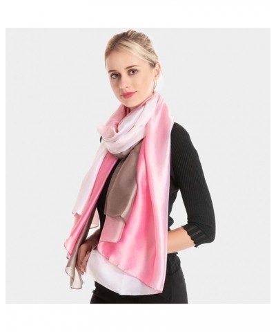 Women Satin Silk Ombre Scarf Summer Beach Scarves Neck Shawl Travel Wraps Coffee $9.93 Scarves