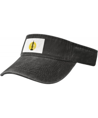 Iles-Loyauté Drapeau Flag Sun Visor Hats for Women Men Adjustable Sports Sun Hats Cotton Golf Cap Black $9.95 Visors