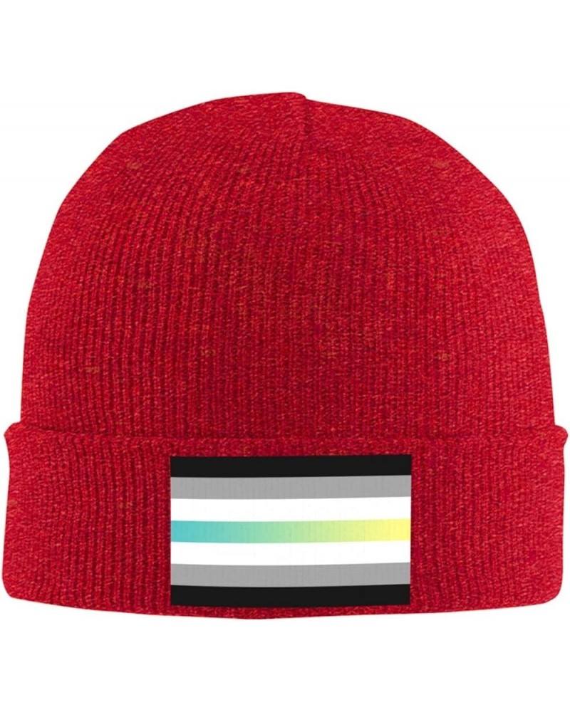 Librafluid Masculine Nonbinary Pride Flag Cozy Knitted Hat for Winter - Warm Comfort Black Red $13.54 Skullies & Beanies