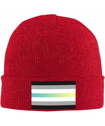 Librafluid Masculine Nonbinary Pride Flag Cozy Knitted Hat for Winter - Warm Comfort Black Red $13.54 Skullies & Beanies