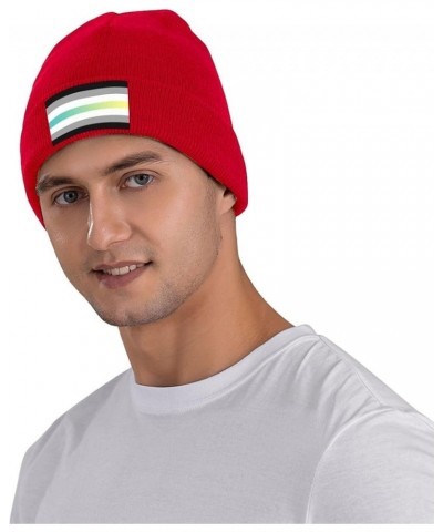 Librafluid Masculine Nonbinary Pride Flag Cozy Knitted Hat for Winter - Warm Comfort Black Red $13.54 Skullies & Beanies