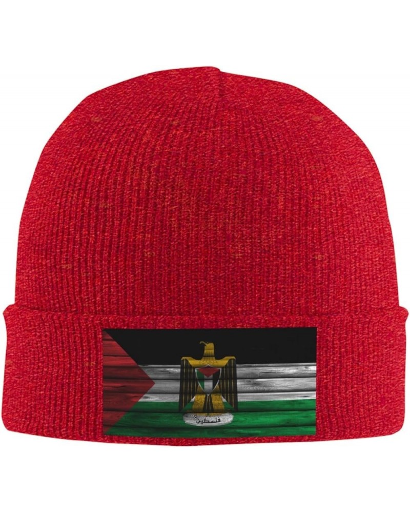 Palestine Flag Winter Warm Knit Hat - Soft, Classic,Stretchy Beanie Cap Black Red $12.27 Skullies & Beanies