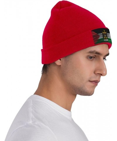 Palestine Flag Winter Warm Knit Hat - Soft, Classic,Stretchy Beanie Cap Black Red $12.27 Skullies & Beanies