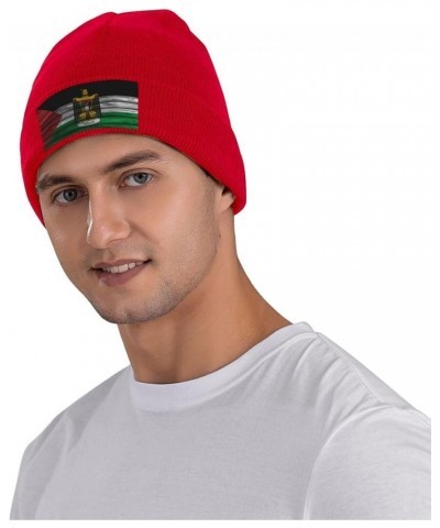 Palestine Flag Winter Warm Knit Hat - Soft, Classic,Stretchy Beanie Cap Black Red $12.27 Skullies & Beanies