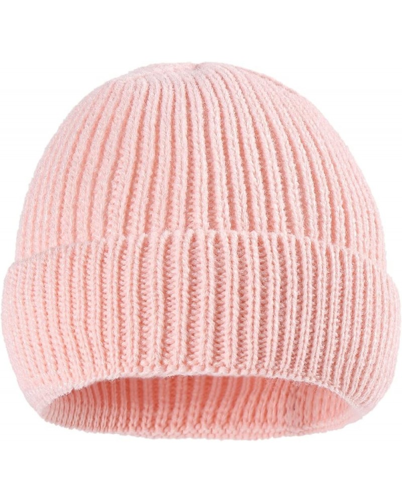 Autumn and Winter Solid Color Adult Knitted Parent Child Hat Warm Woollike Knitted Hat French Flag Hat Pink-a $11.89 Skullies...