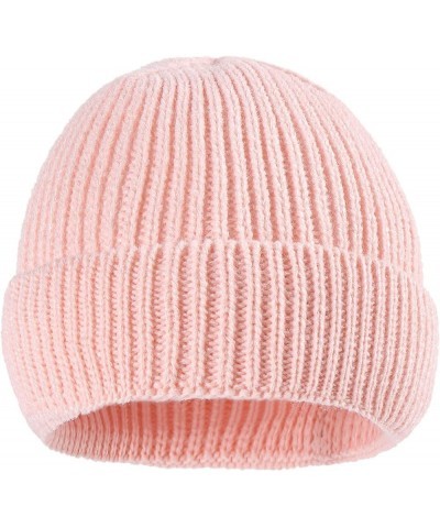 Autumn and Winter Solid Color Adult Knitted Parent Child Hat Warm Woollike Knitted Hat French Flag Hat Pink-a $11.89 Skullies...