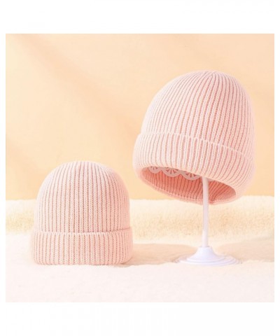 Autumn and Winter Solid Color Adult Knitted Parent Child Hat Warm Woollike Knitted Hat French Flag Hat Pink-a $11.89 Skullies...