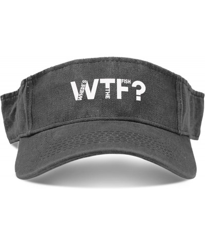 WTF Where's The Fish Hat Visor for Teens Visor Reversible Golf Cap Allblack $9.65 Sun Hats