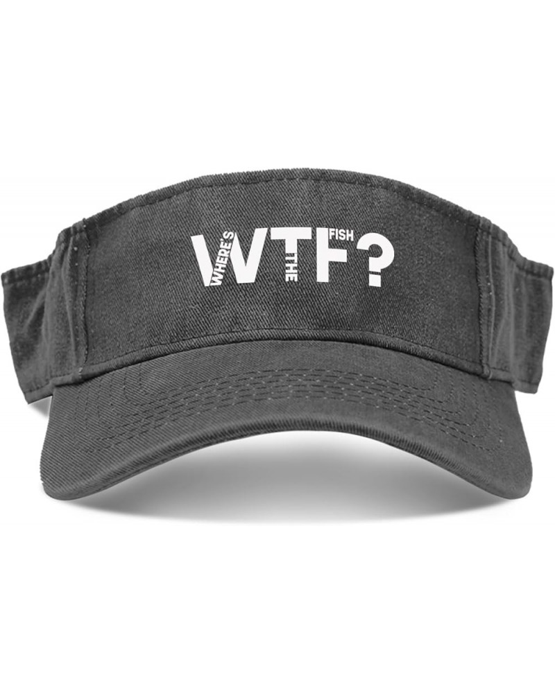 WTF Where's The Fish Hat Visor for Teens Visor Reversible Golf Cap Allblack $9.65 Sun Hats