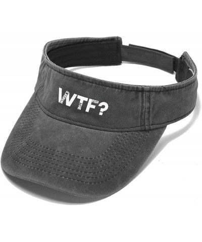 WTF Where's The Fish Hat Visor for Teens Visor Reversible Golf Cap Allblack $9.65 Sun Hats