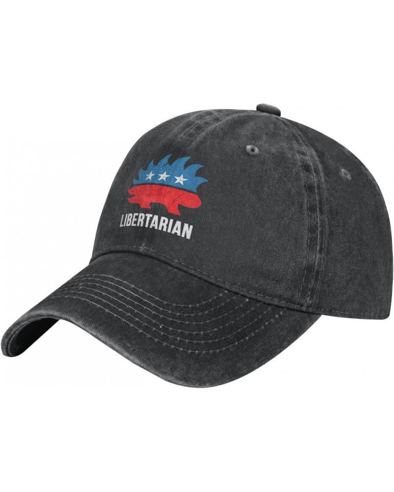 Libertarian Porcupine Adjustable Stylish Unique Unisex Washed Cowboy Baseball Adult Hat Black $14.30 Baseball Caps