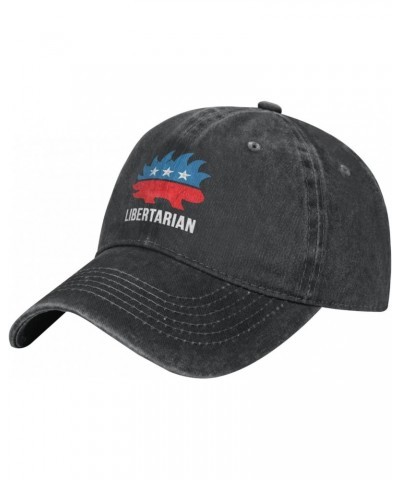 Libertarian Porcupine Adjustable Stylish Unique Unisex Washed Cowboy Baseball Adult Hat Black $14.30 Baseball Caps