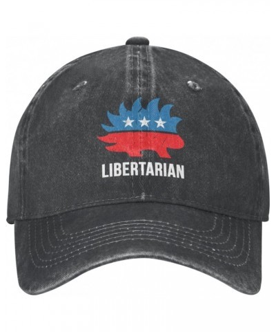 Libertarian Porcupine Adjustable Stylish Unique Unisex Washed Cowboy Baseball Adult Hat Black $14.30 Baseball Caps