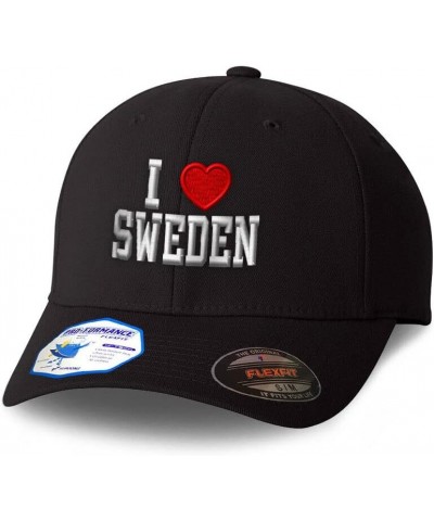 New Flexfit Hats for Men & Women I Love Sweden Polyester Dad Hat Baseball Cap Black $16.81 Baseball Caps