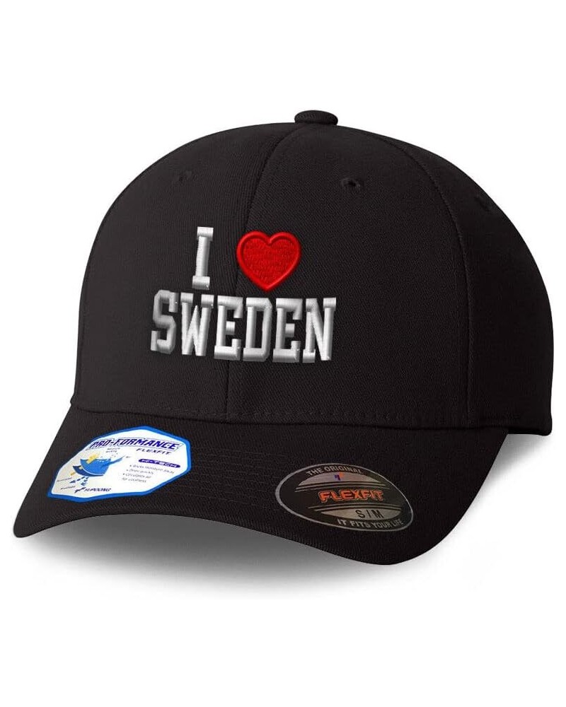 New Flexfit Hats for Men & Women I Love Sweden Polyester Dad Hat Baseball Cap Black $16.81 Baseball Caps