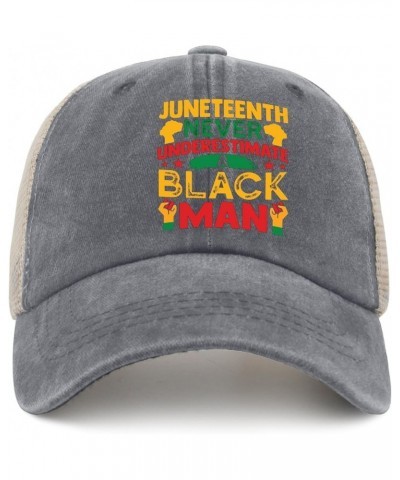 Juneteenth Never Underestimate A Black Man Hat Mens Trucker Hat AllBlack Trucker Hat Men Gifts for Dad Workout Cap Gray01 $11...