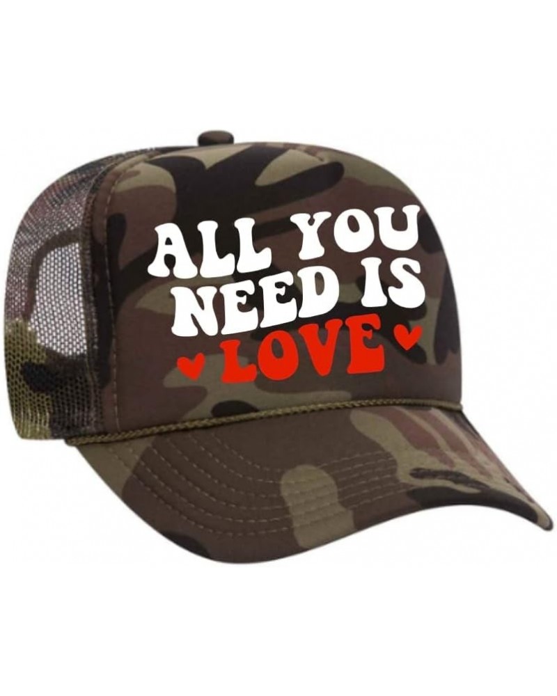 ALL YOU NEED IS LOVE Trucker Hat (Camo) $17.39 Baseball Caps