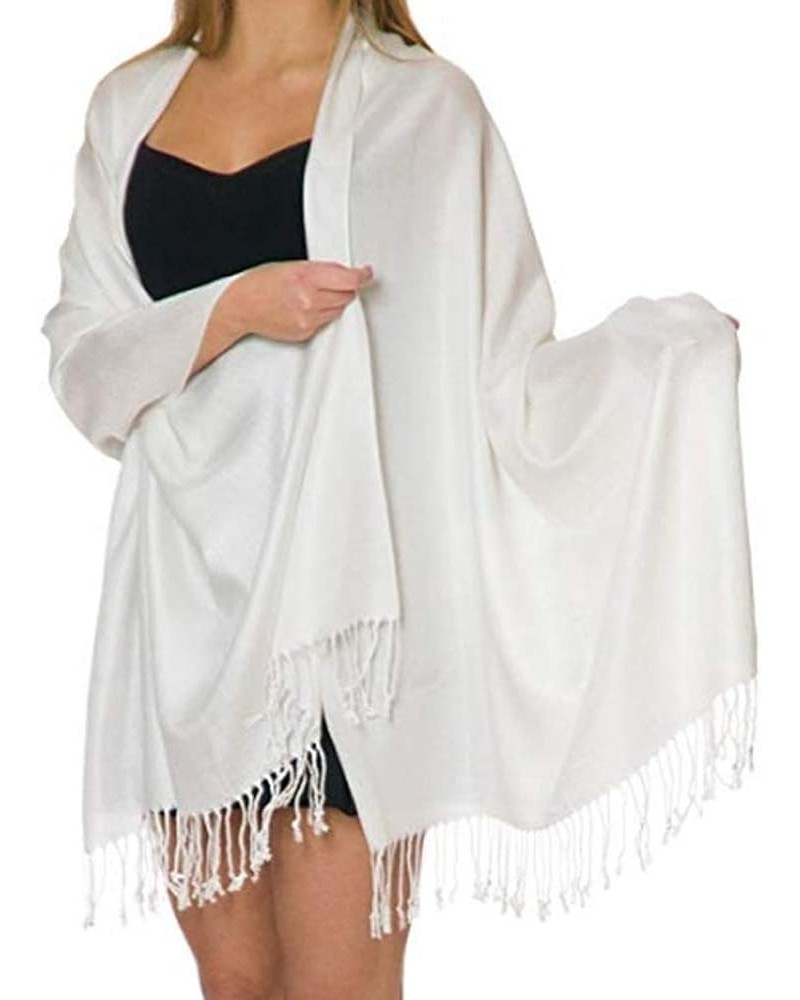 Pashmina Shawls Wraps - Large Women Scarf - Party Bridal Evening Dress Shawl - Long Wedding Fringe Scarves Wrap White $11.77 ...